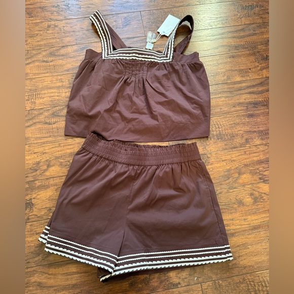 NWT Caroline Constas Brown Sleeveless Top and Shorts Set | Size M - Picture 1 of 4